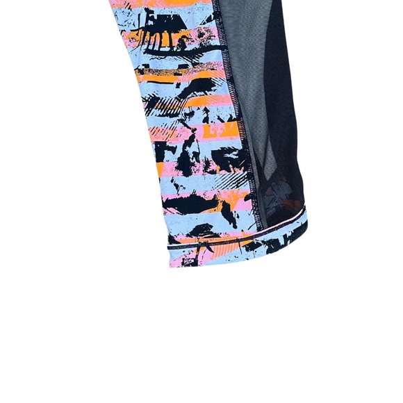 Lululemon Sun Runner Crop Leggings Workout Size 2 Multi Stripe Sheer Sides - Picture 6 of 6